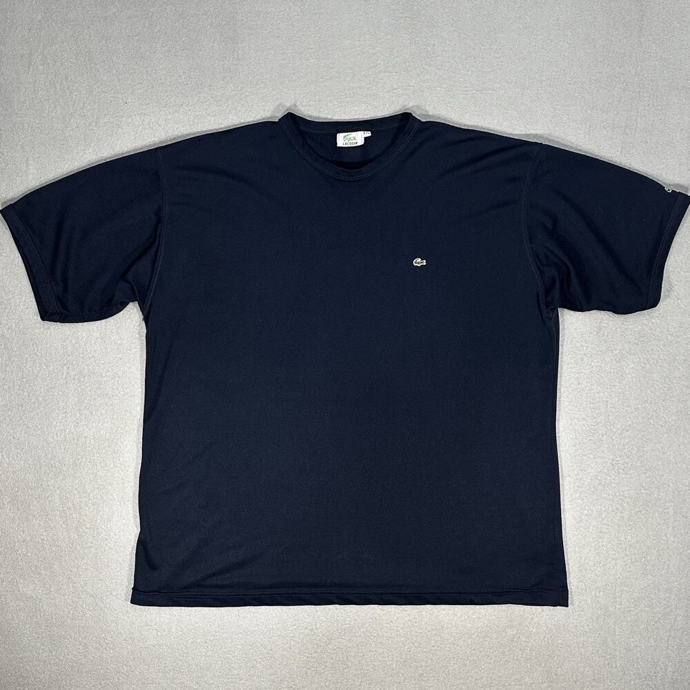 Vintage Lacoste Performance Tennis T Shirt XXL Navy Blue Mesh Top 1990s Spain